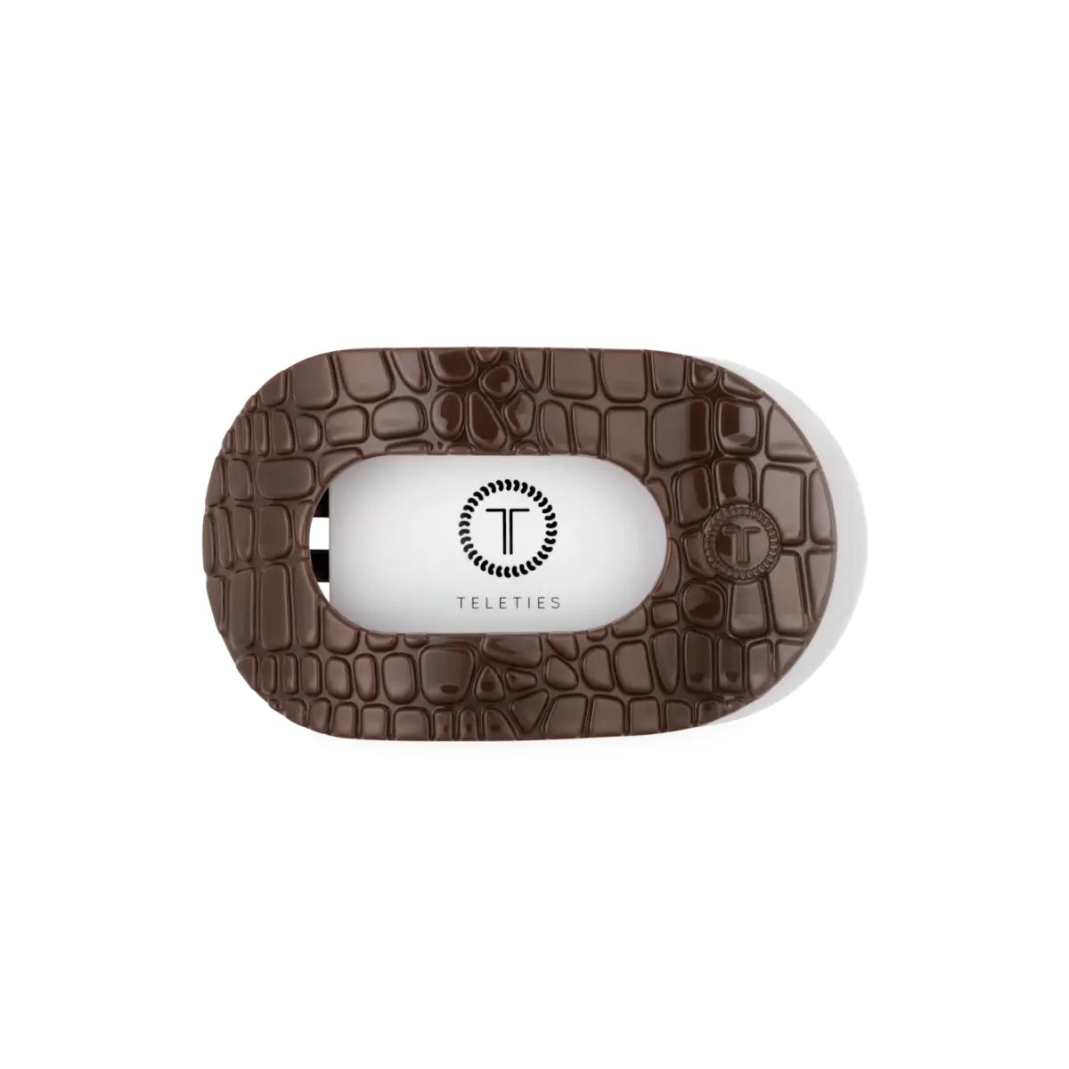 Flat Round Hair Clip - Brown Crocodile - Medium - TELETIES