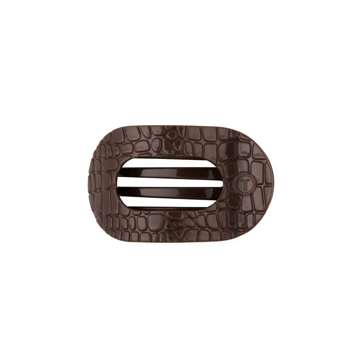 Flat Round Hair Clip - Brown Crocodile - Small - TELETIES
