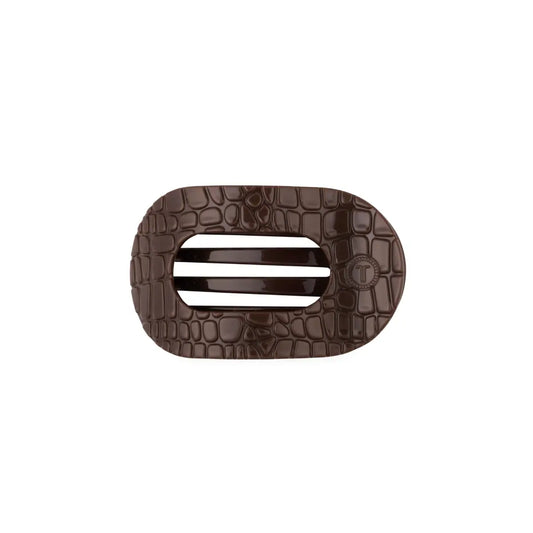 Flat Round Hair Clip - Brown Crocodile - Small - TELETIES