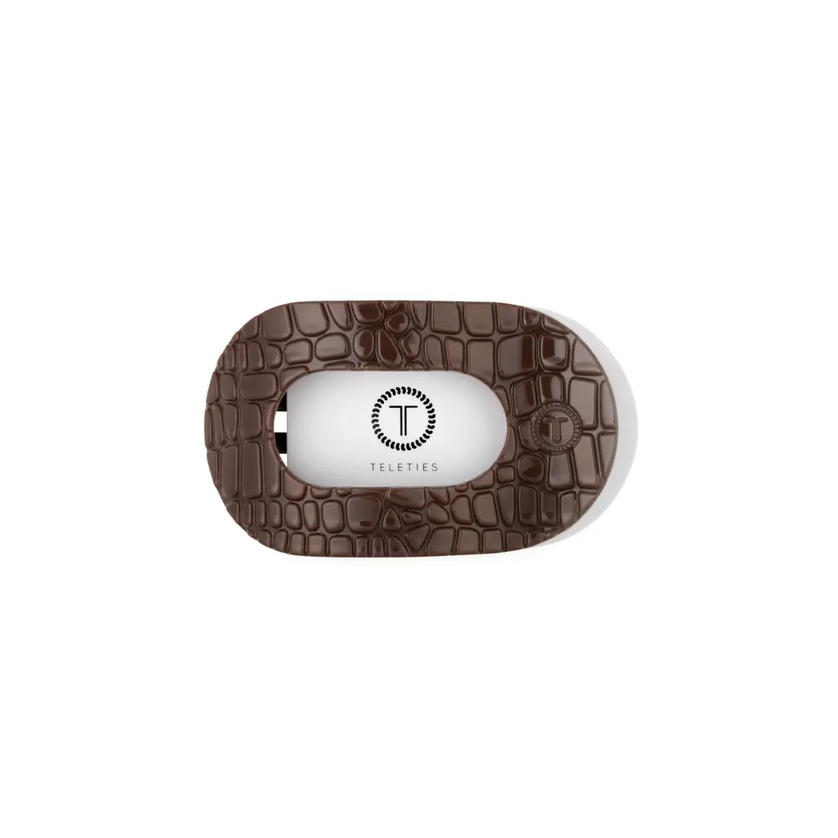 Flat Round Hair Clip - Brown Crocodile - Small - TELETIES