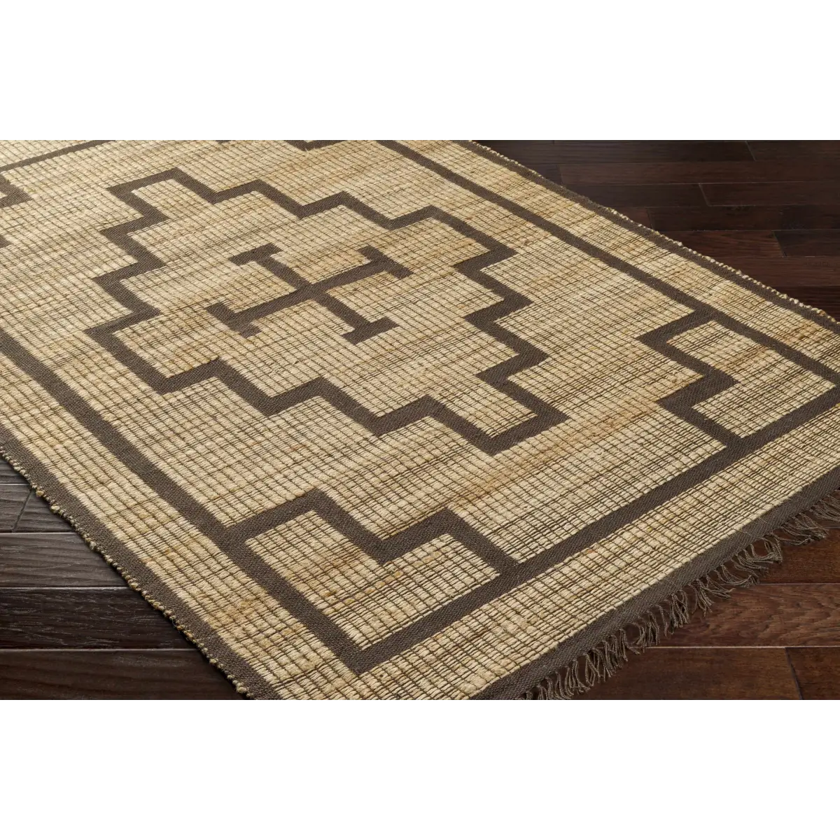 Brown Geometric Cross Jute Rug - Boutique Rugs