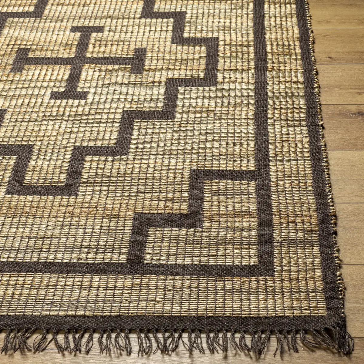 Brown Geometric Cross Jute Rug - Boutique Rugs