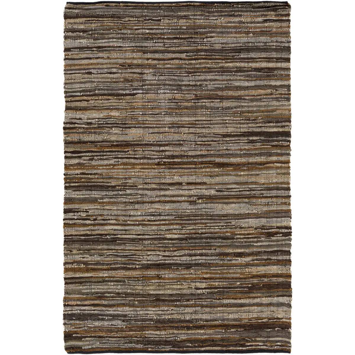 Brown Leather Woven Area Rug - 5’ x 7’6’’ Rectangle - Boutique Rugs