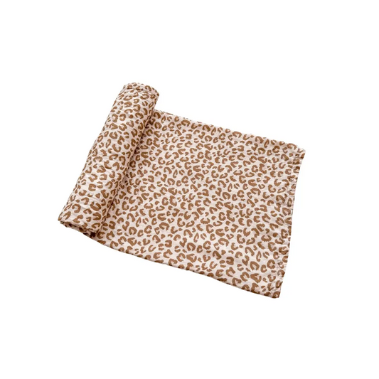 Brown Leopard Swaddle Blanket - Harp Angel Boutique