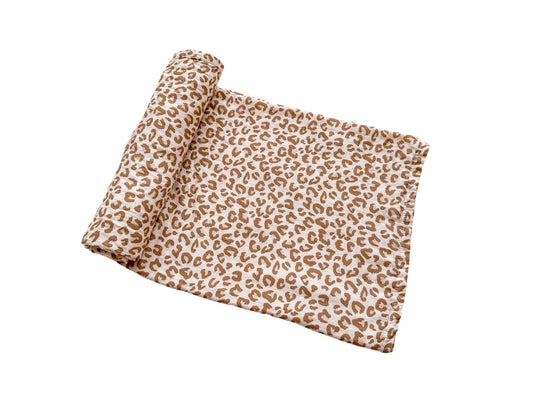 Brown Leopard Swaddle Blanket - Harp Angel Boutique