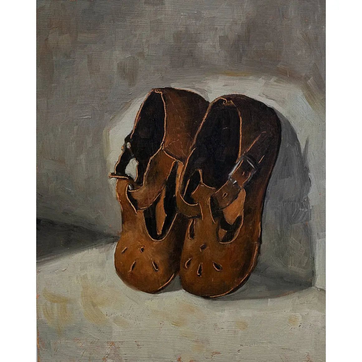 Art Print - Brown Maryjanes Baby Shoes Painting - 5x7 - Miss Mustard Seed