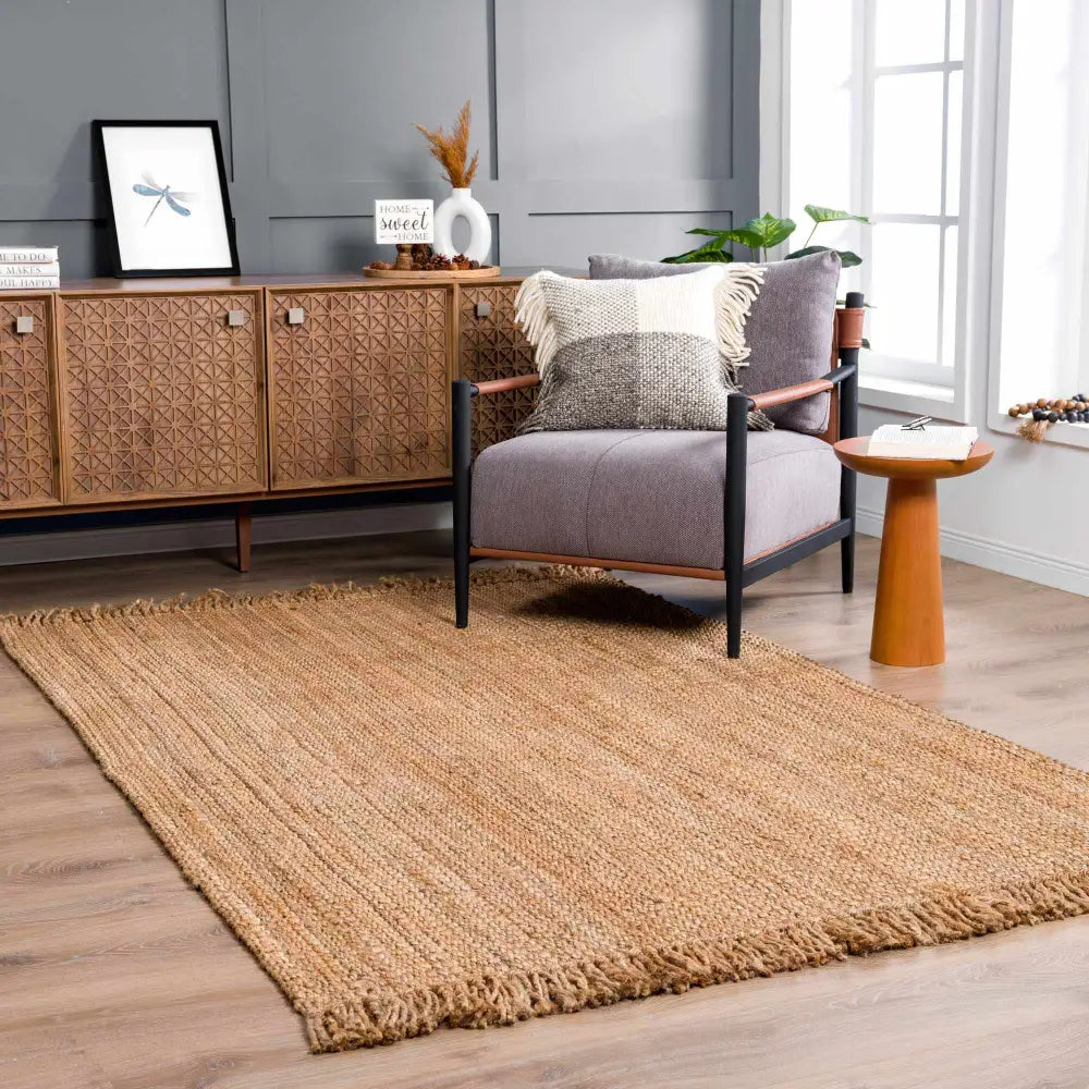 Brown Natural Jute Rug with Fringe - Boutique Rugs
