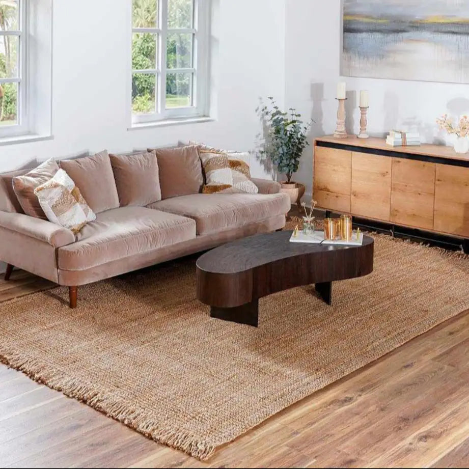Brown Natural Jute Rug with Fringe - Boutique Rugs