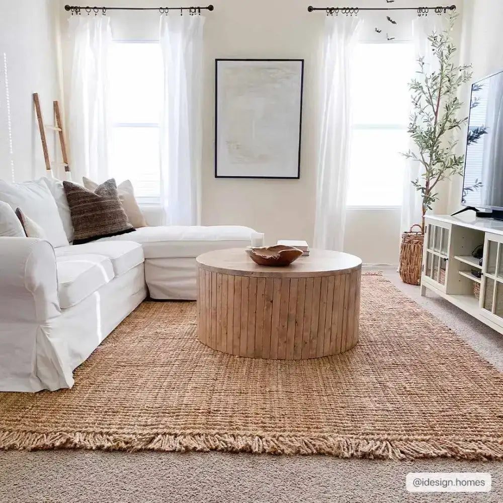 Brown Natural Jute Rug with Fringe - Boutique Rugs