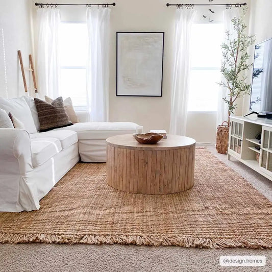 Brown Natural Jute Rug with Fringe - Boutique Rugs