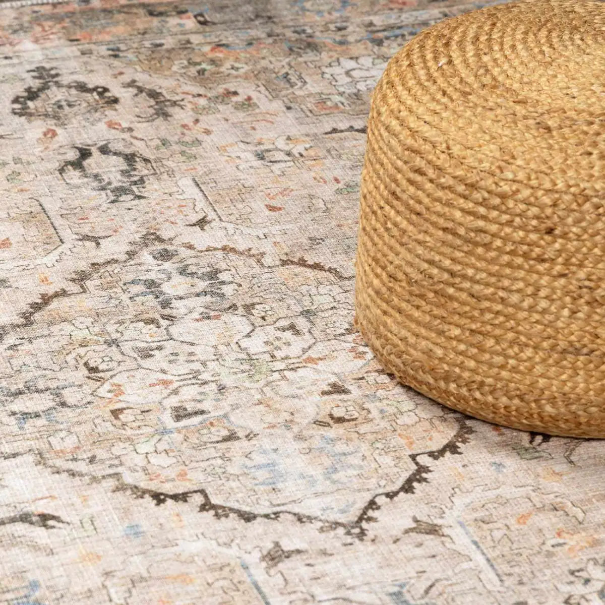 Brown Standon Vintage Washable Area Rug - Boutique Rugs