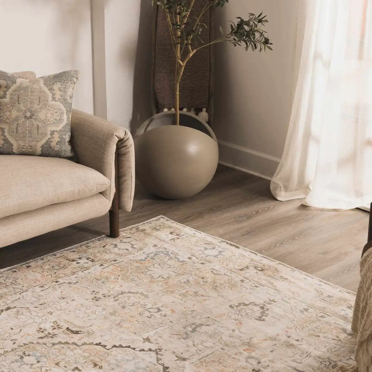 Brown Standon Vintage Washable Area Rug - Boutique Rugs