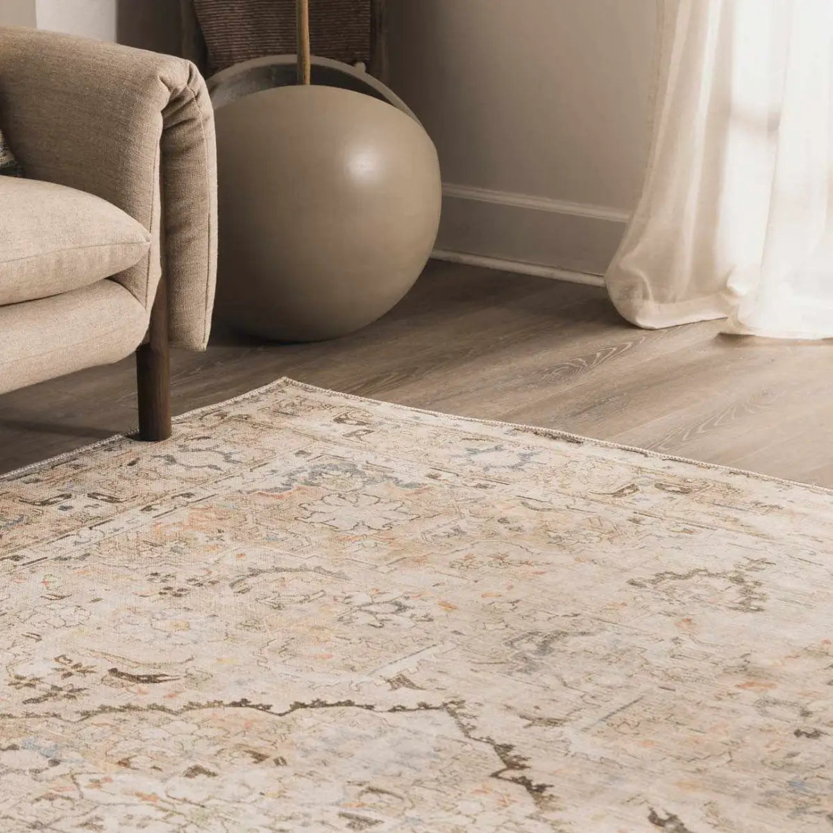 Brown Standon Vintage Washable Area Rug - Boutique Rugs