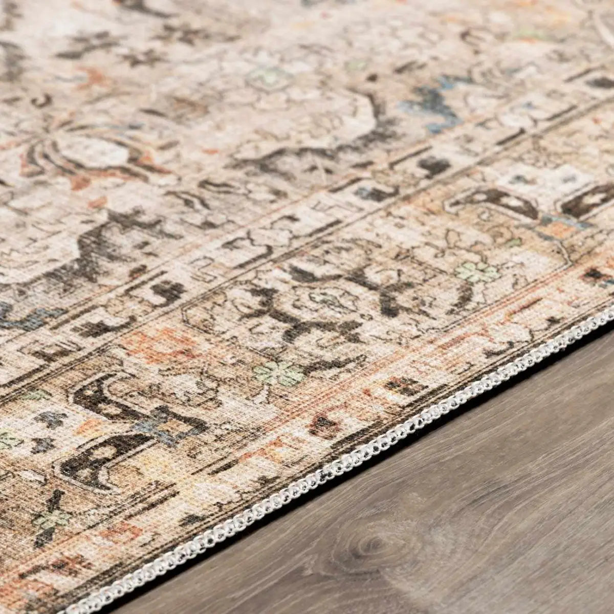 Brown Standon Vintage Washable Area Rug - Boutique Rugs