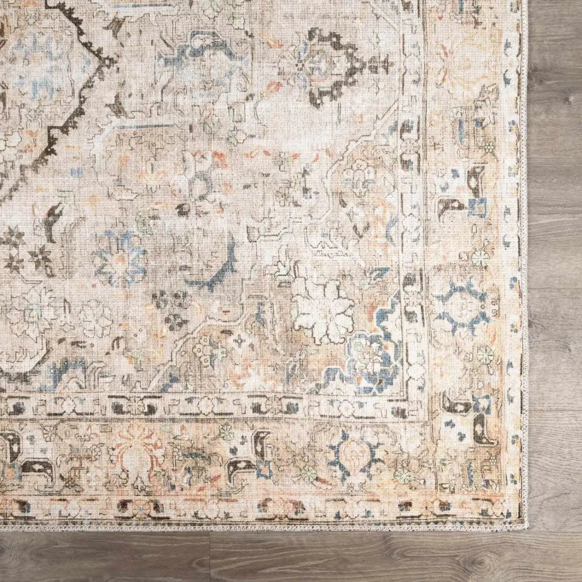 Brown Standon Vintage Washable Area Rug - Boutique Rugs