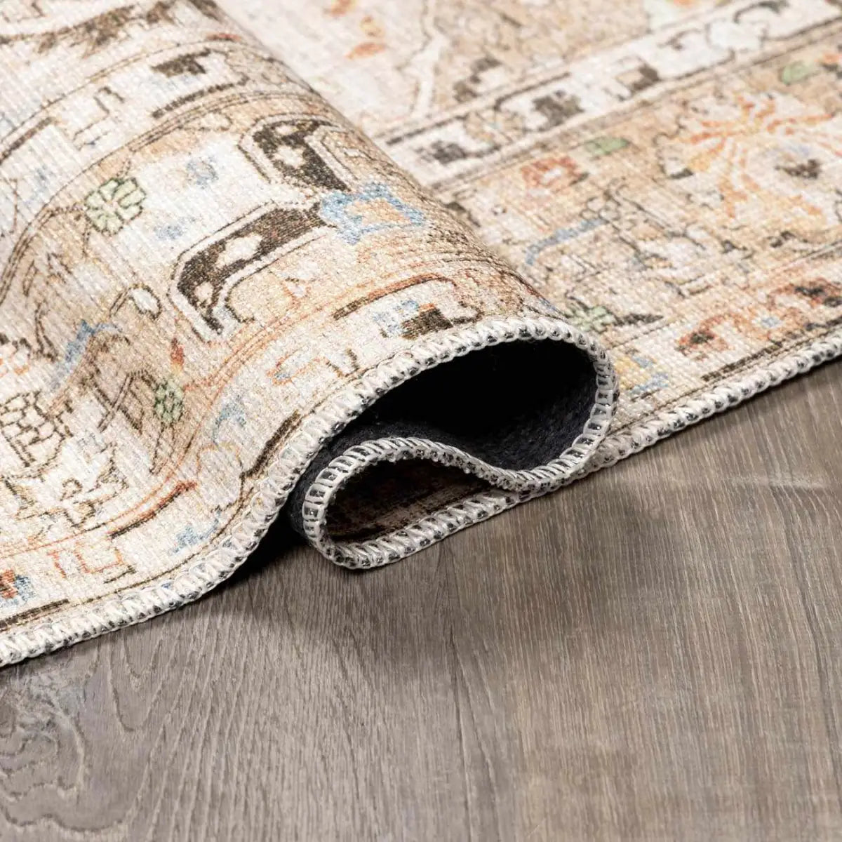 Brown Standon Vintage Washable Area Rug - Boutique Rugs