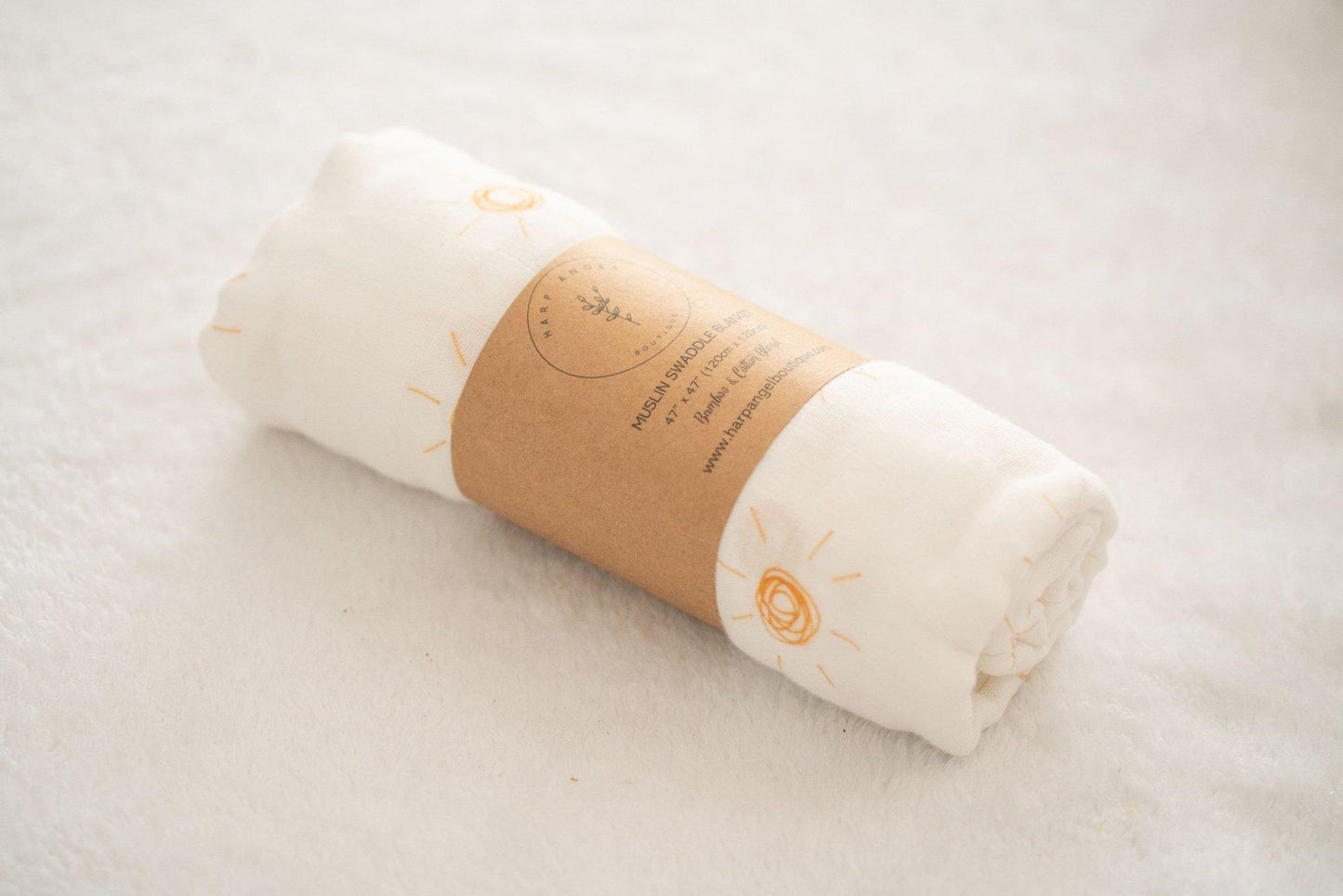 Brown Sun Muslin Swaddle Blanket - Harp Angel Boutique