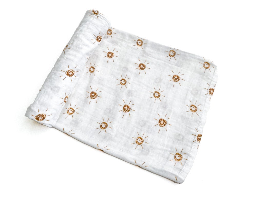 Brown Sun Muslin Swaddle Blanket - Harp Angel Boutique
