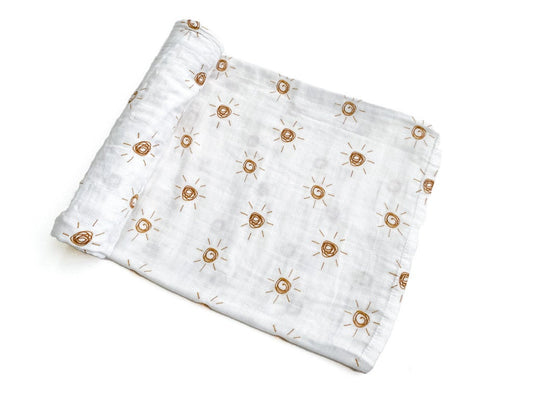 Brown Sun Muslin Swaddle Blanket - Harp Angel Boutique