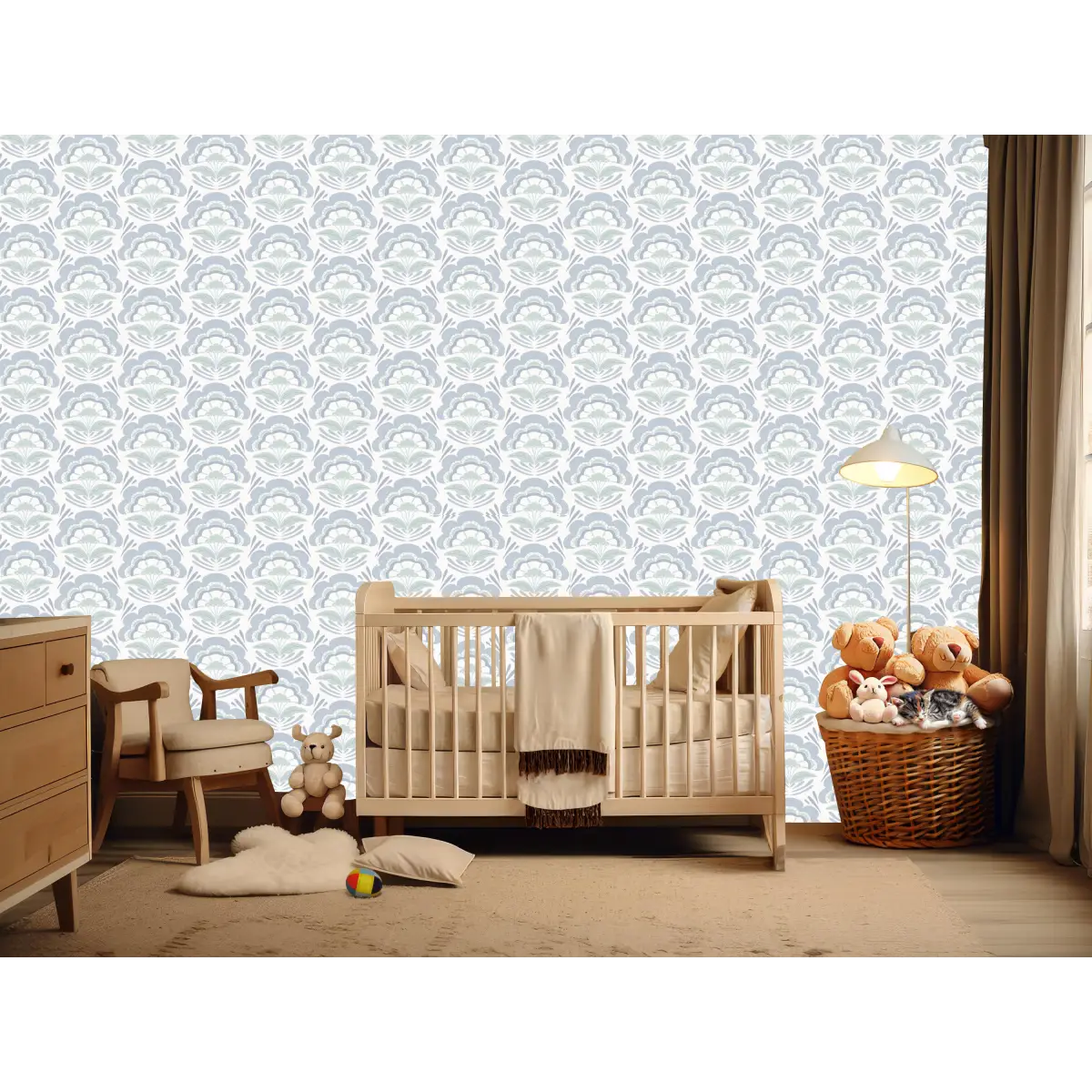 Brynn Wallpaper - Bold Scalloped Flowers - by Hufton Studio - Loomwell Home Goods