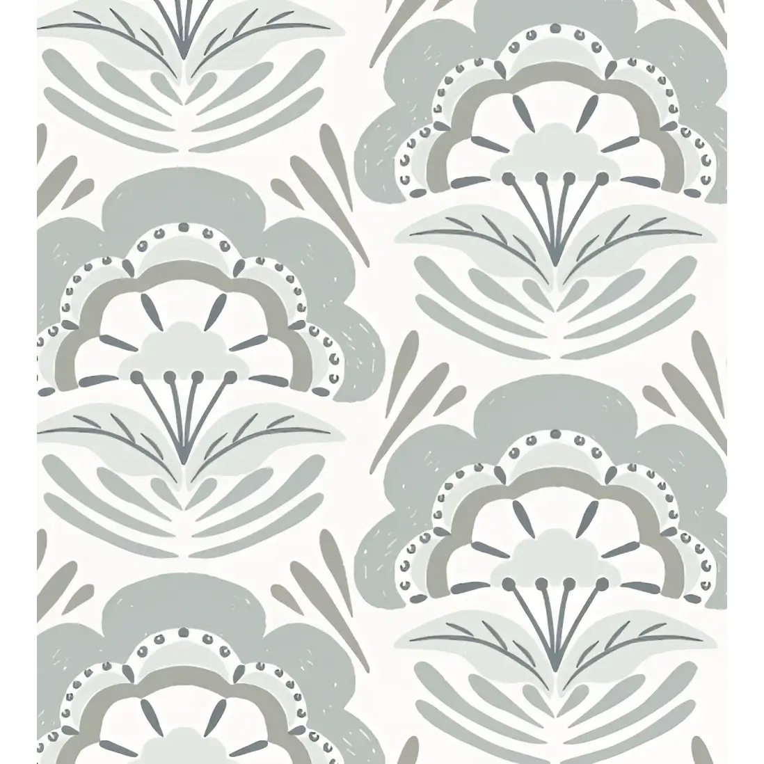 Brynn Wallpaper - Bold Scalloped Flowers - by Hufton Studio - Sample 1 foot by 1 foot / Sage - Loomwell Home Goods