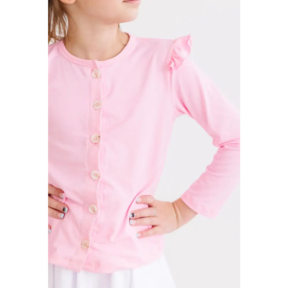 Bubblegum Pink Ruffle Cardigan - Mila & Rose ®