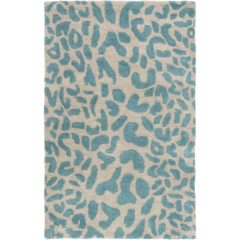 Bue Beige Leopard Print Wool Area Rug - 2’ x 3’ Rectangle - Boutique Rugs