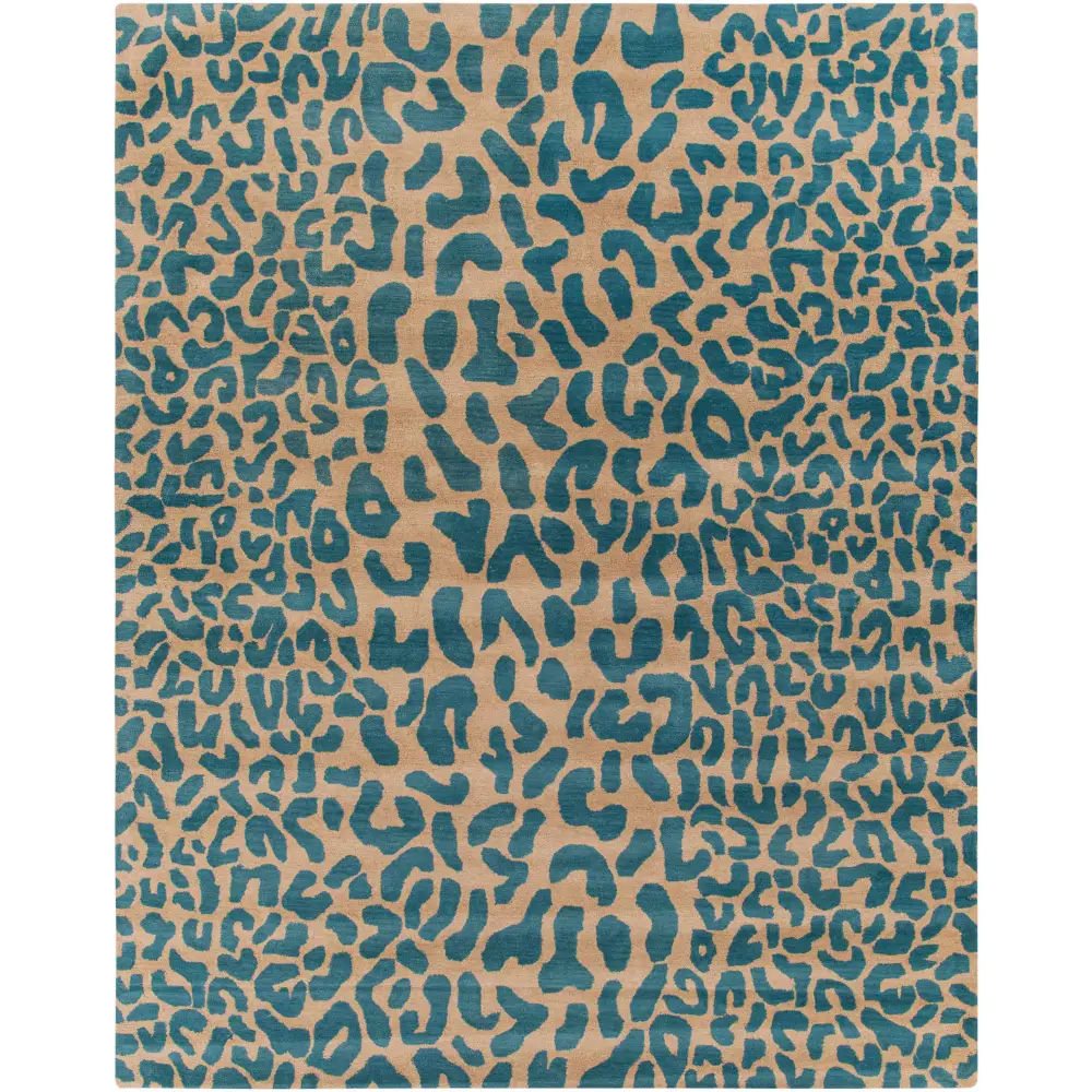 Bue Beige Leopard Print Wool Area Rug - 7’6’’ x 9’6’’ Rectangle - Boutique Rugs
