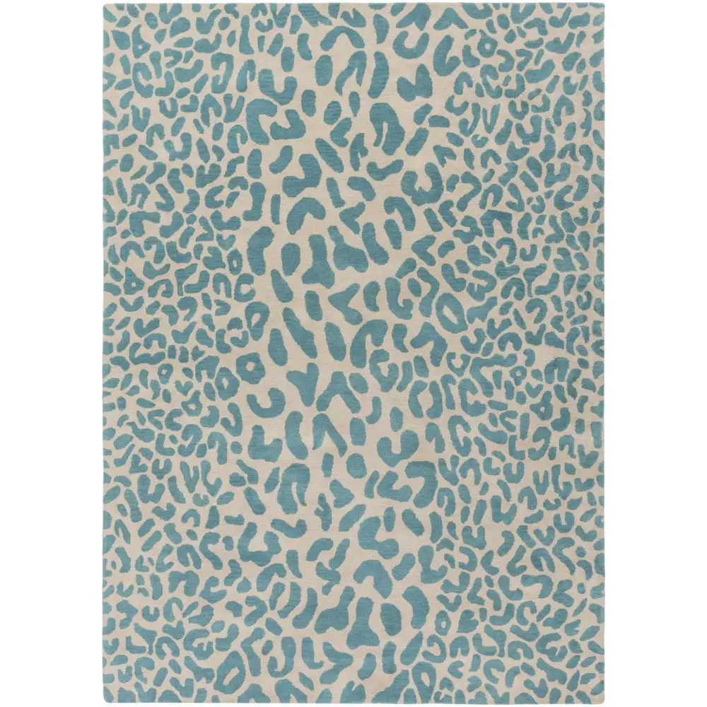 Bue Beige Leopard Print Wool Area Rug - 8’ x 11’ Rectangle - Boutique Rugs