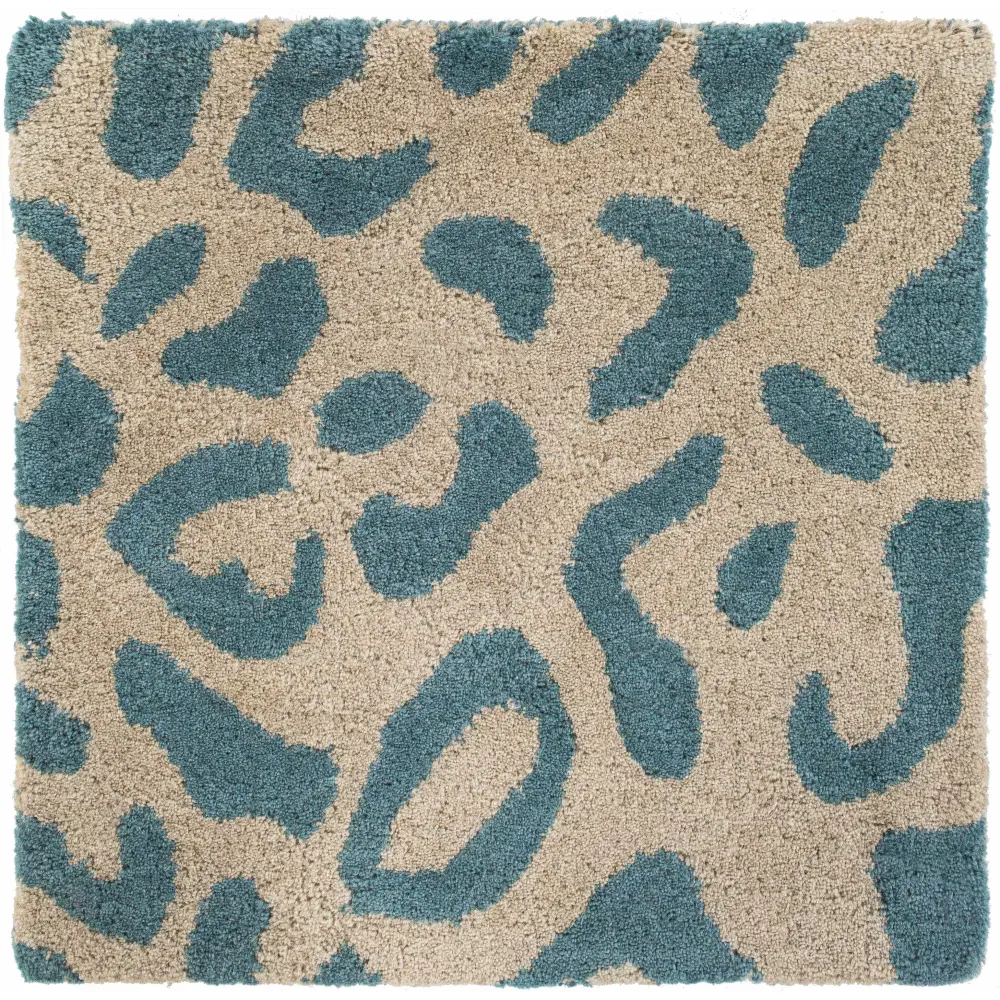 Bue Beige Leopard Print Wool Area Rug - Boutique Rugs