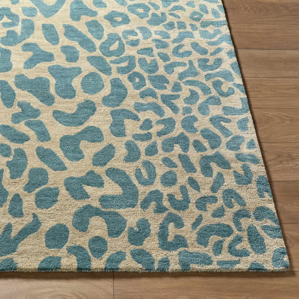 Bue Beige Leopard Print Wool Area Rug - Boutique Rugs