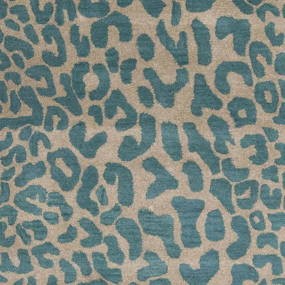 Bue Beige Leopard Print Wool Area Rug - Boutique Rugs