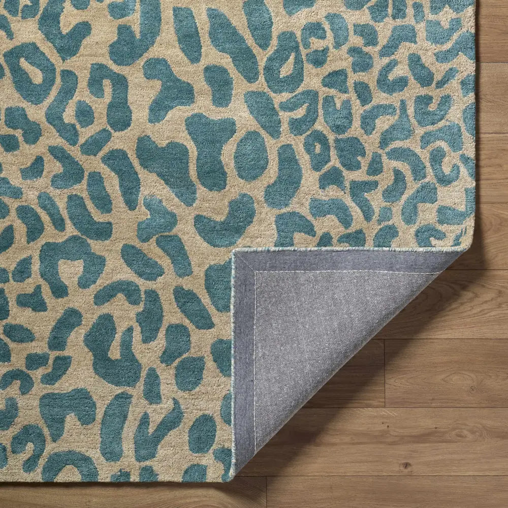 Bue Beige Leopard Print Wool Area Rug - Boutique Rugs