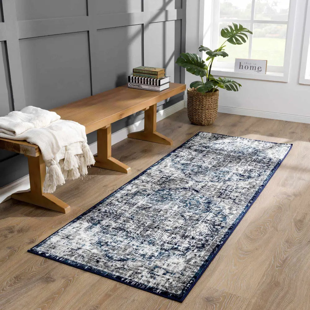 Buenaventura Navy Area Rug - 2’7’’ x 7’3’’ Runner - Boutique Rugs