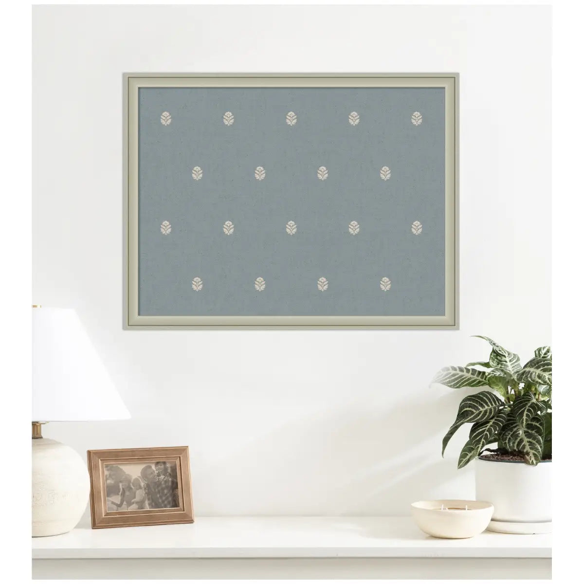 Bulletin Board - Blue Botanical Block Print - Pinboard - kateandlaurel