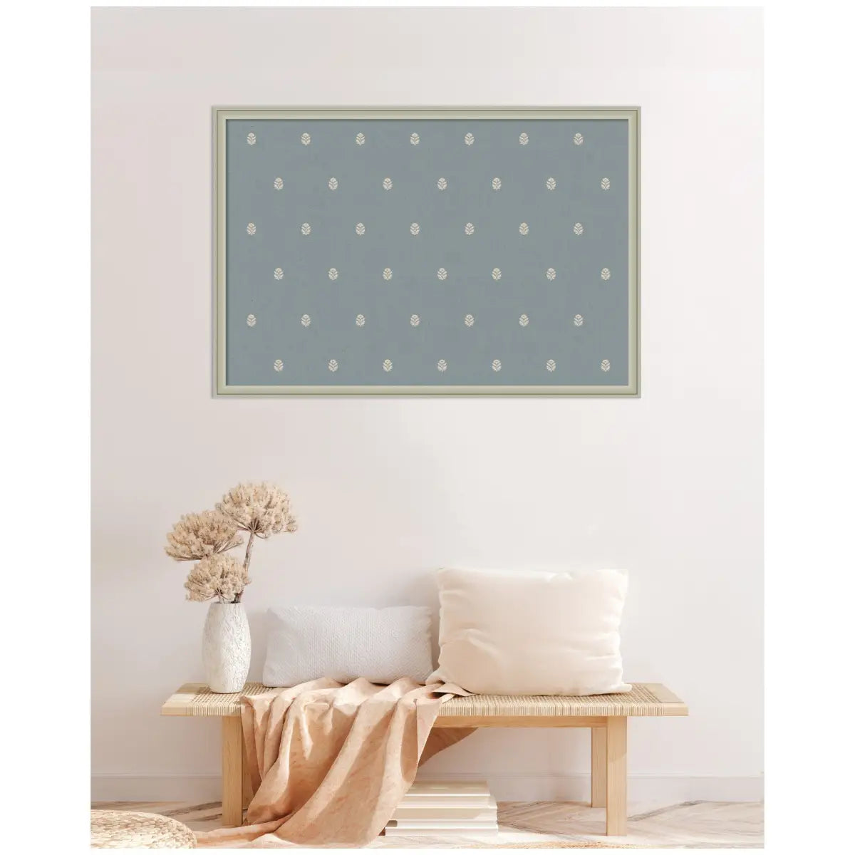 Bulletin Board - Blue Botanical Block Print - Pinboard - kateandlaurel