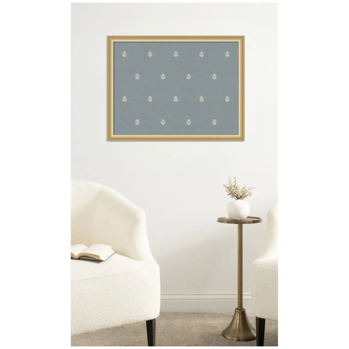 Bulletin Board - Blue Botanical Block Print - Pinboard - kateandlaurel