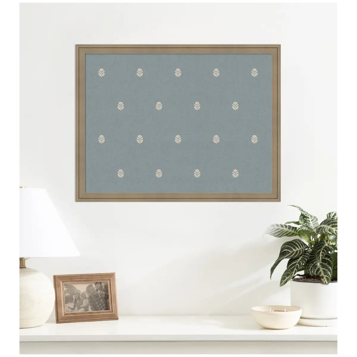 Bulletin Board - Blue Botanical Block Print - Pinboard - kateandlaurel