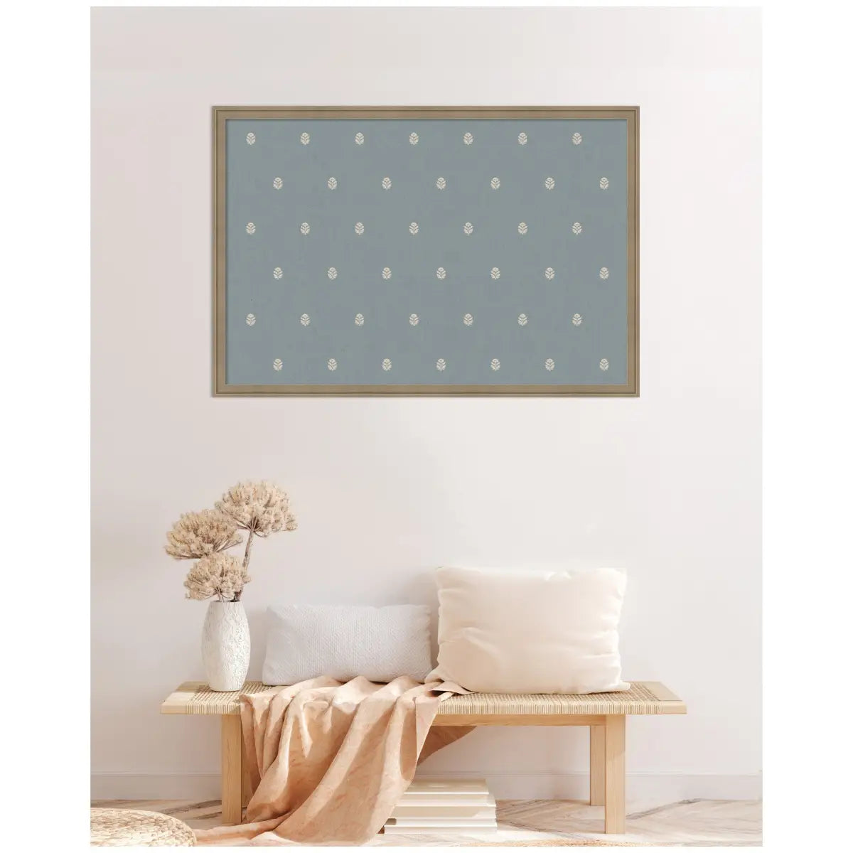 Bulletin Board - Blue Botanical Block Print - Pinboard - kateandlaurel
