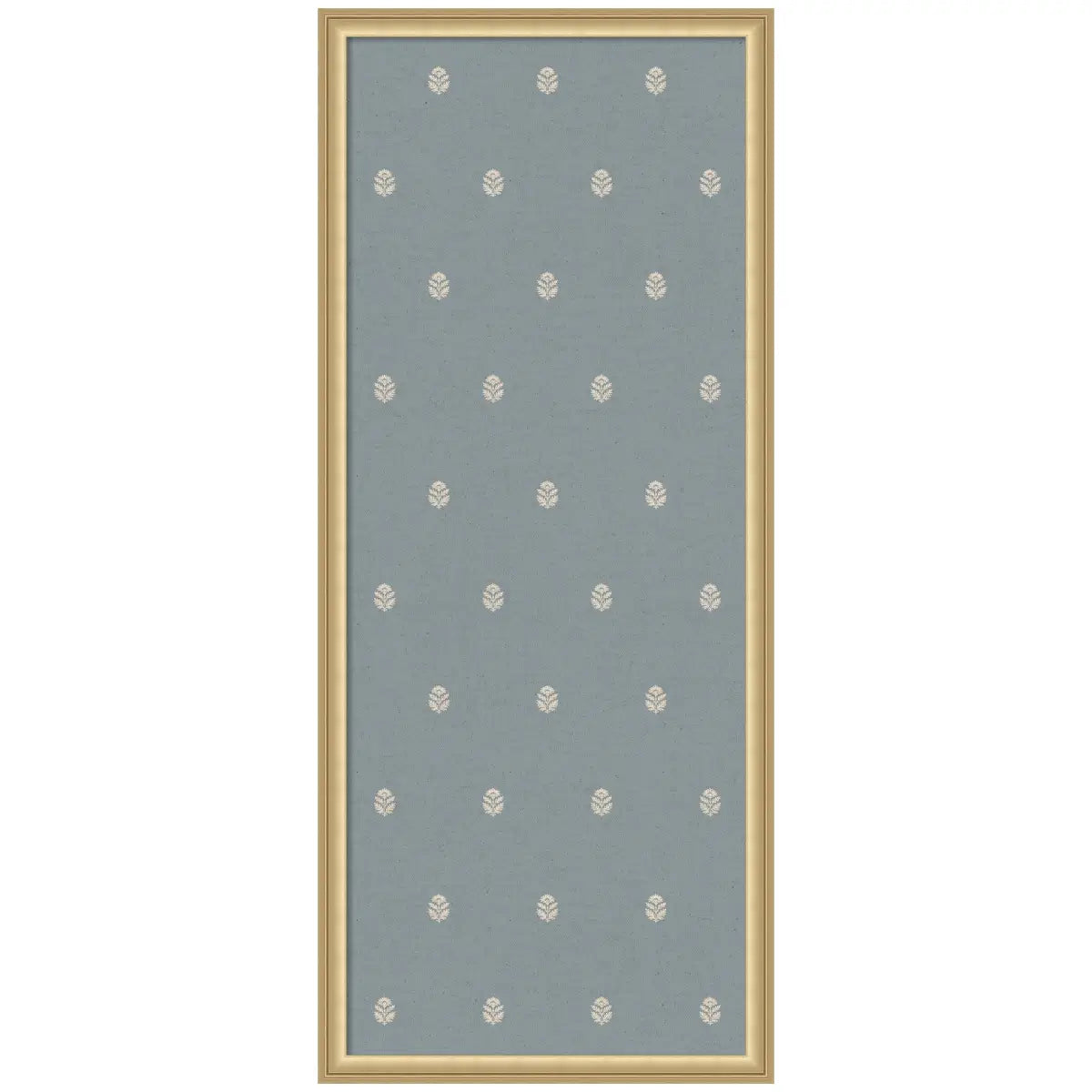 Bulletin Board - Blue Botanical Block Print - Pinboard - Florence Gold / 18x42 - kateandlaurel