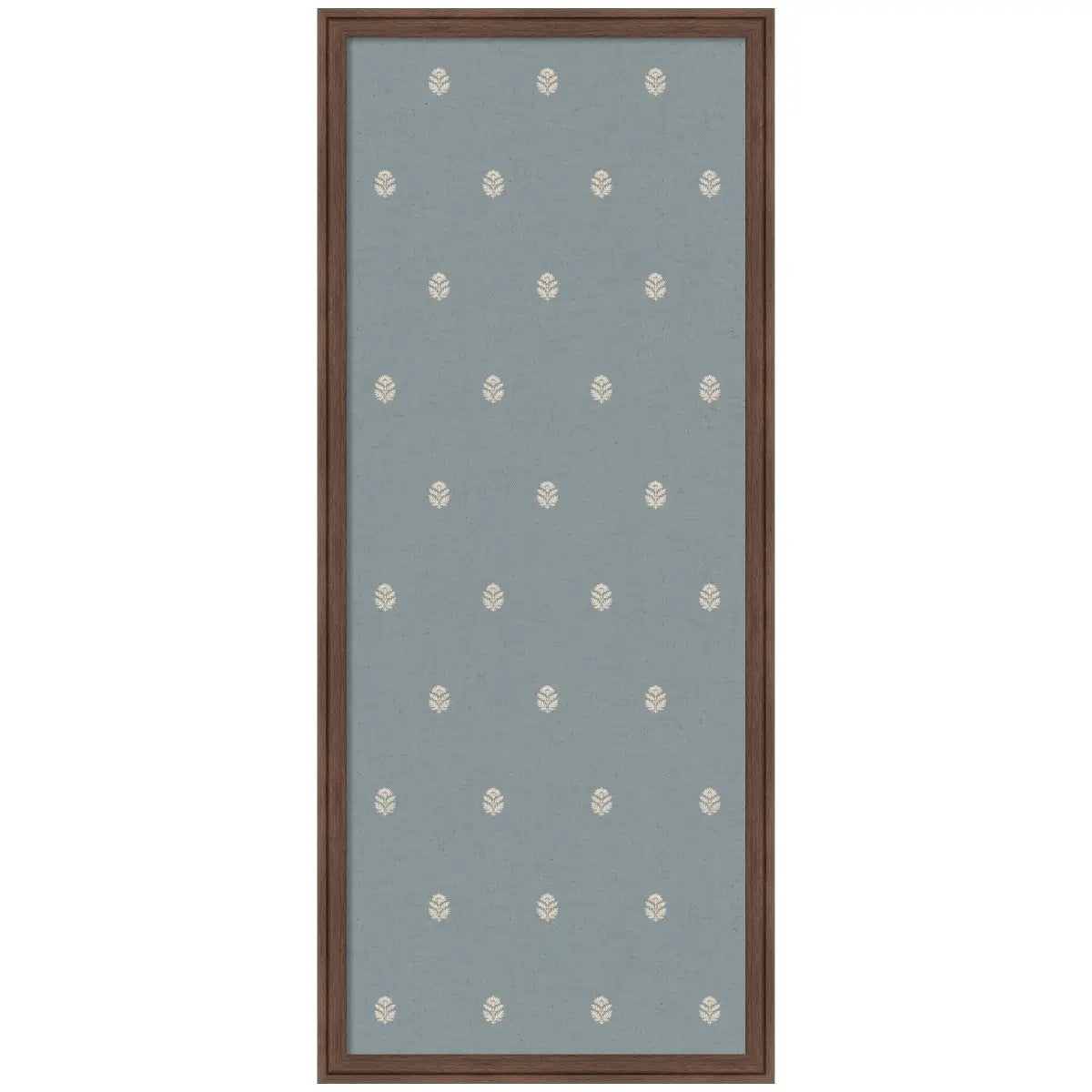 Bulletin Board - Blue Botanical Block Print - Pinboard - Florence Medium Brown / 18x42 - kateandlaurel