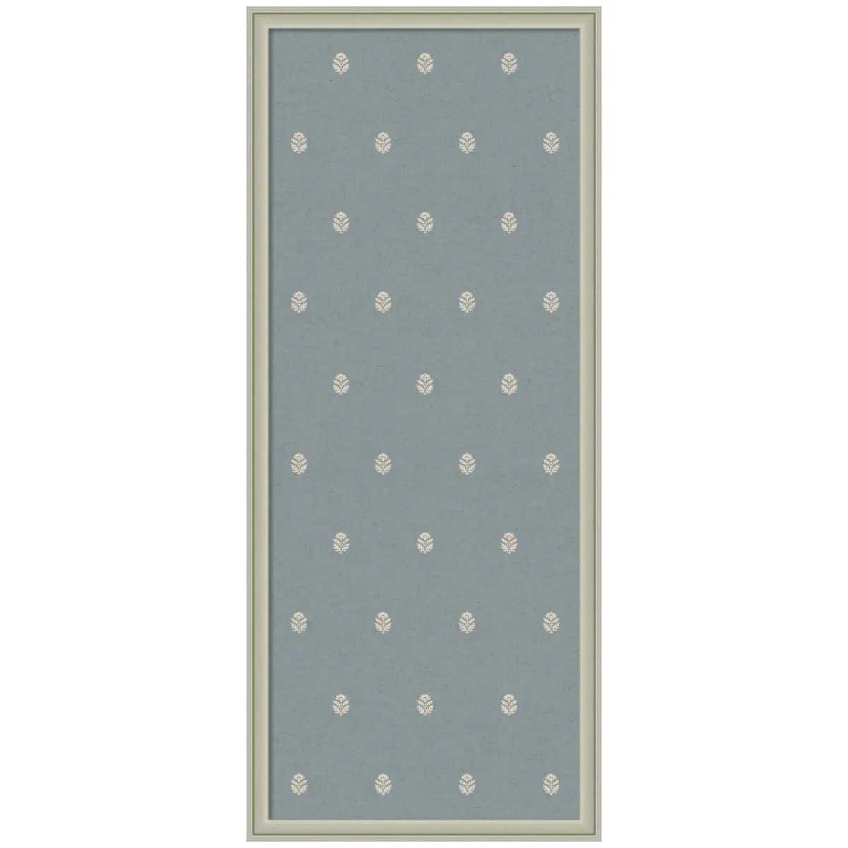 Bulletin Board - Blue Botanical Block Print - Pinboard - Florence Silver / 18x42 - kateandlaurel