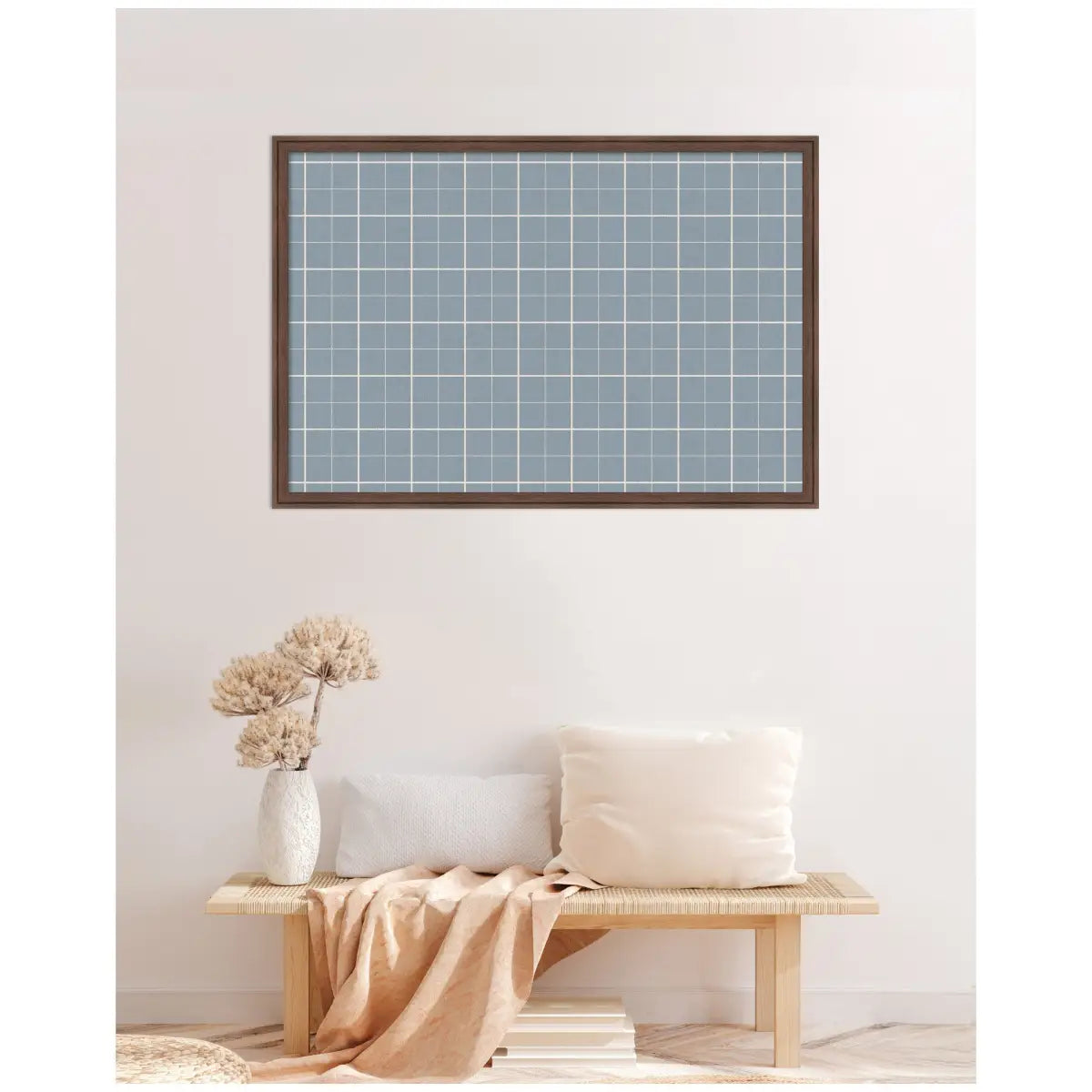Bulletin Board - Framed Fabric Pinboard Light Blue Plaid - Wall Organization - kateandlaurel