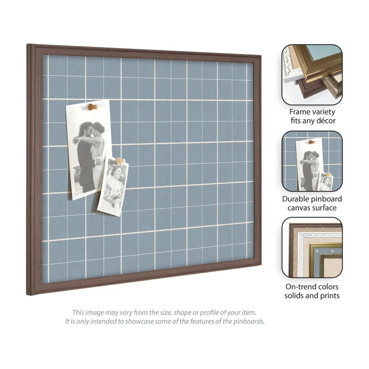 Bulletin Board - Framed Fabric Pinboard Light Blue Plaid - Wall Organization - kateandlaurel