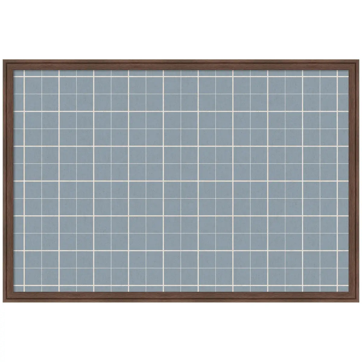 Bulletin Board - Framed Fabric Pinboard Light Blue Plaid - Wall Organization - Florence Medium Brown / 38 x 26
