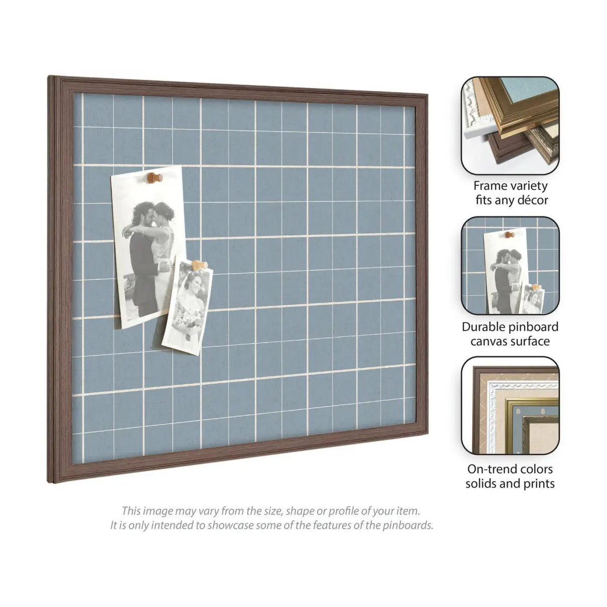Bulletin Board - Framed Fabric Pinboard Light Blue Plaid - Wall Organization - kateandlaurel