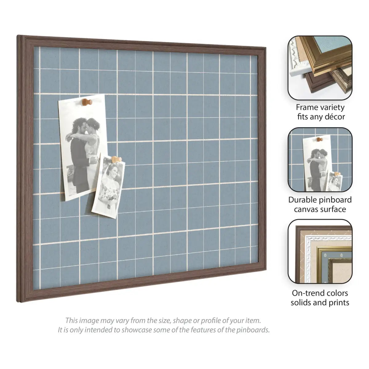 Bulletin Board - Framed Fabric Pinboard Light Blue Plaid - Wall Organization - kateandlaurel