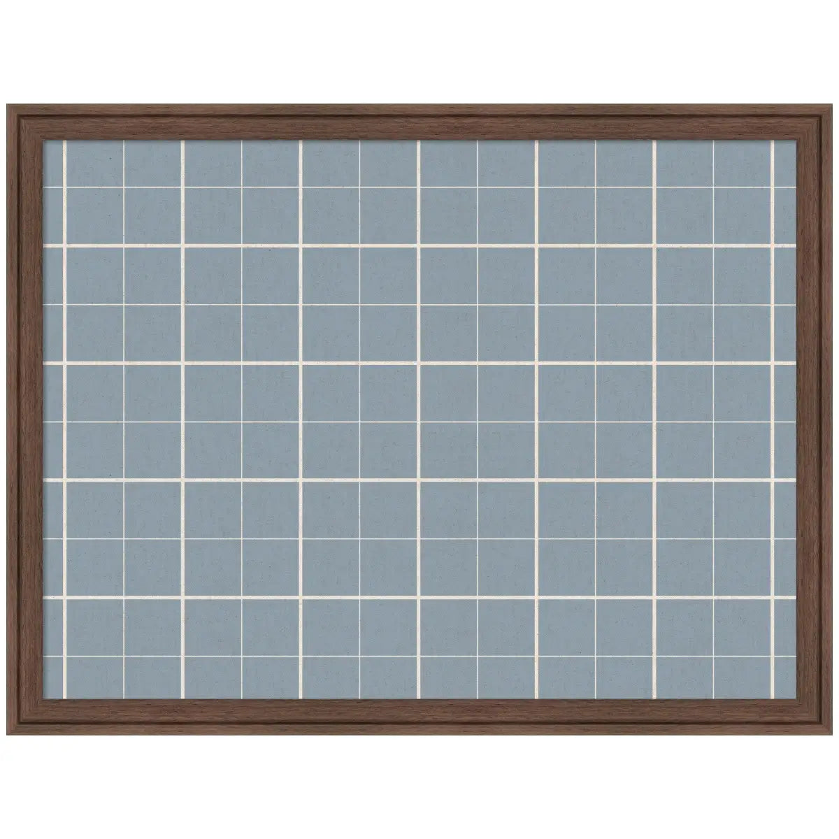 Bulletin Board - Framed Fabric Pinboard Light Blue Plaid - Wall Organization - Florence Medium Brown / 26 x 20