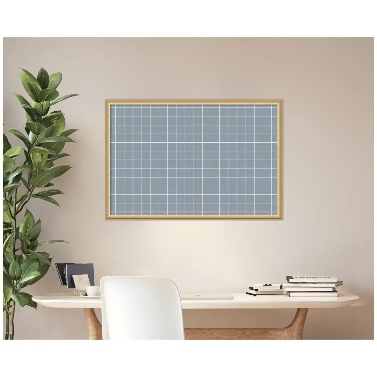 Bulletin Board - Framed Fabric Pinboard Light Blue Plaid - Wall Organization - kateandlaurel