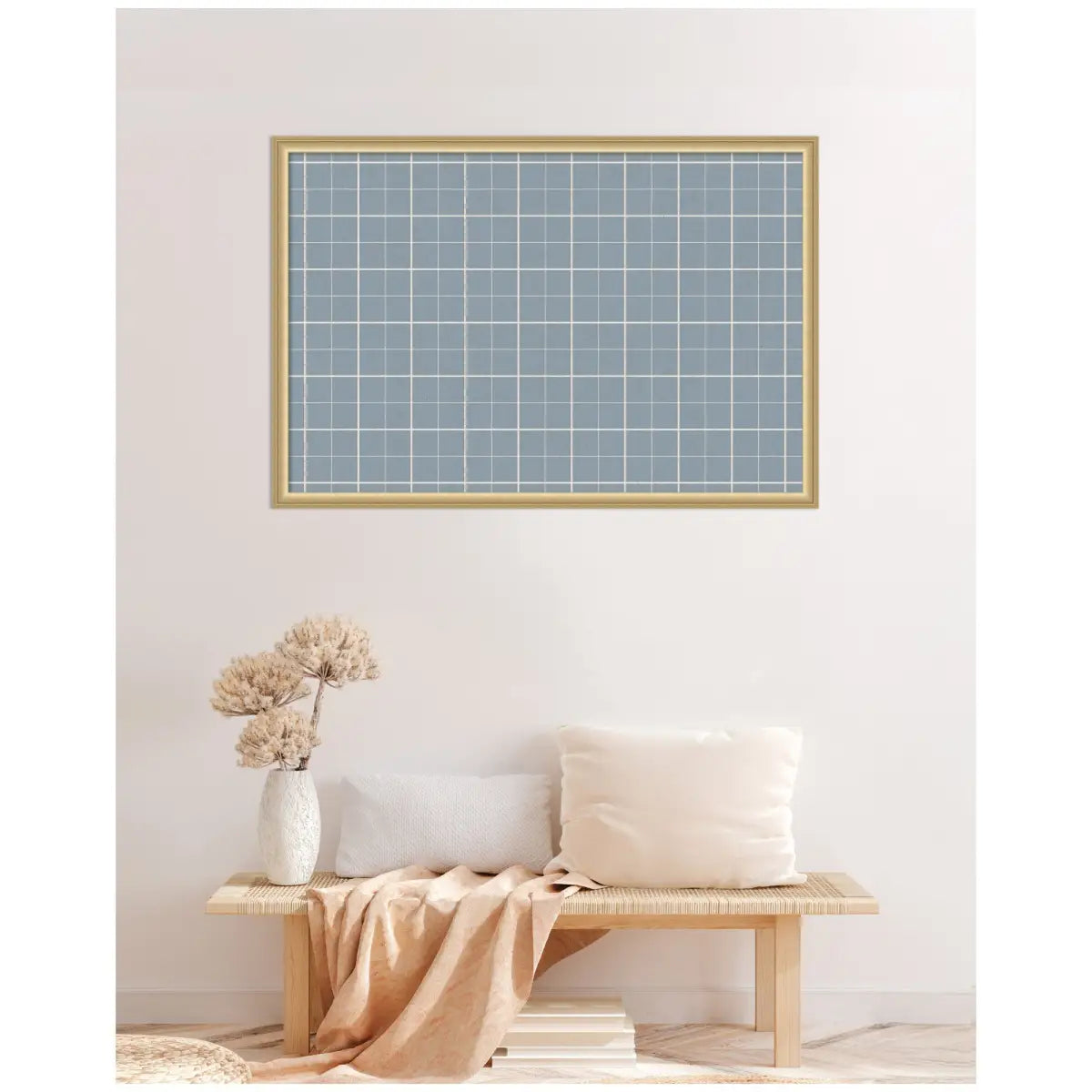 Bulletin Board - Framed Fabric Pinboard Light Blue Plaid - Wall Organization - kateandlaurel